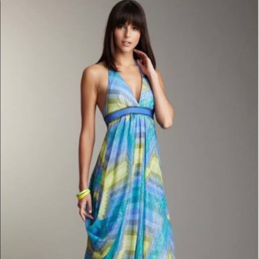 BCBG MAXAZRIA Blue, Green Silver Wedding Cocktail Party Dress size 4/ Small NEW!